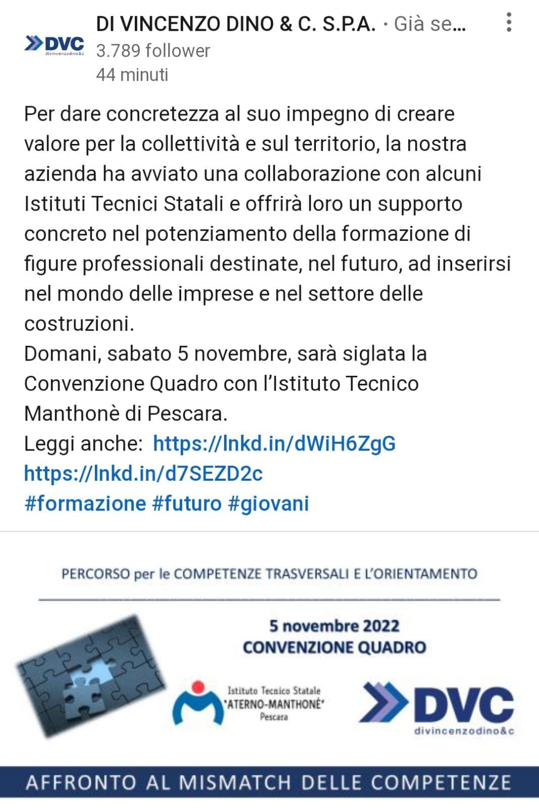 Convenzione "Aterno-Manthoné"-Di Vincenzo Dino Spa